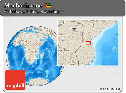 Shaded Relief Location Map of Machachuane