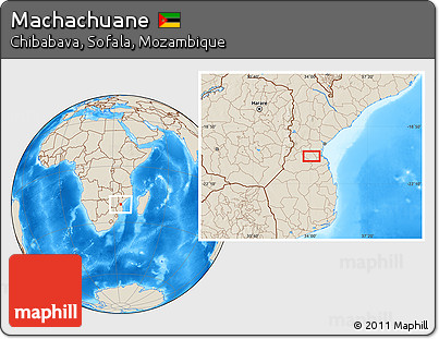 Shaded Relief Location Map of Machachuane