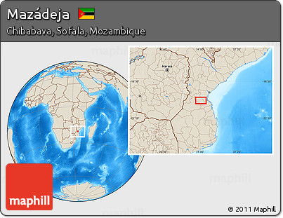 Shaded Relief Location Map of Mazádeja