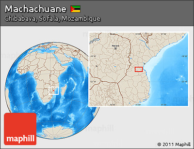 Shaded Relief Location Map of Machachuane