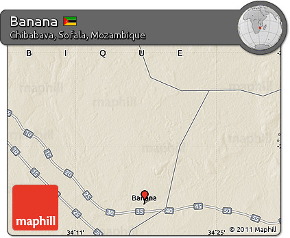 Shaded Relief Map of Banana