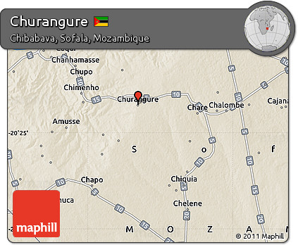 Shaded Relief Map of Churangure