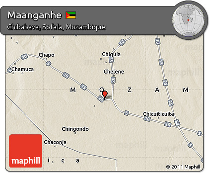 Shaded Relief Map of Maanganhe