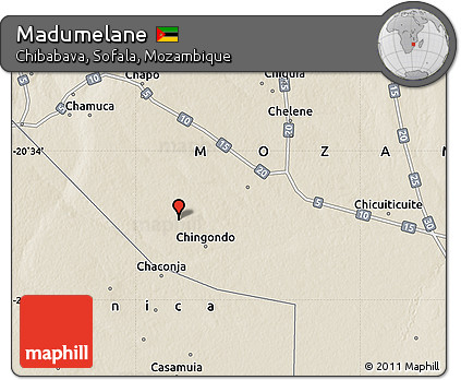 Shaded Relief Map of Madumelane