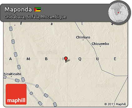 Shaded Relief Map of Maponda