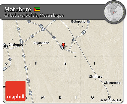 Shaded Relief Map of Matebere