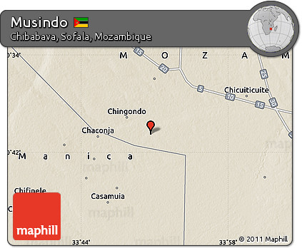 Shaded Relief Map of Musindo