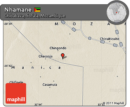 Shaded Relief Map of Nhamane