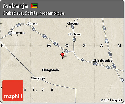 Shaded Relief Map of Mabanja