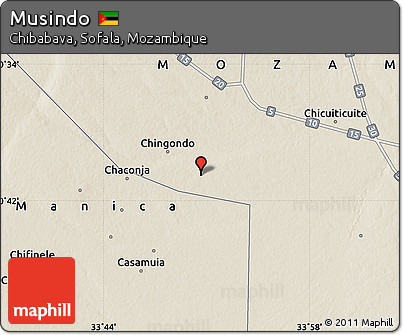 Shaded Relief Map of Musindo