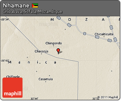 Shaded Relief Map of Nhamane