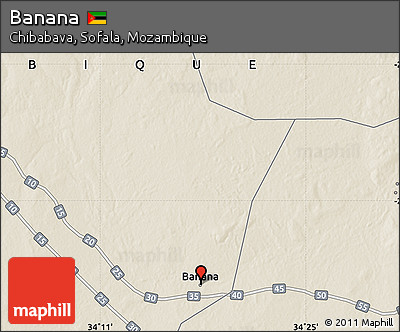 Shaded Relief Map of Banana