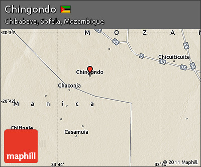 Shaded Relief Map of Chingondo