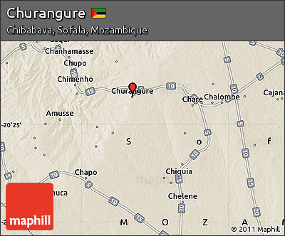 Shaded Relief Map of Churangure