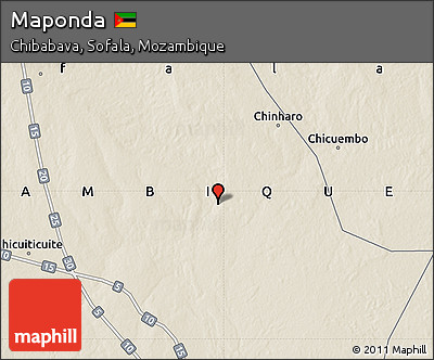 Shaded Relief Map of Maponda