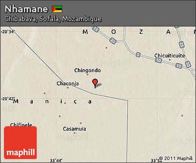 Shaded Relief Map of Nhamane