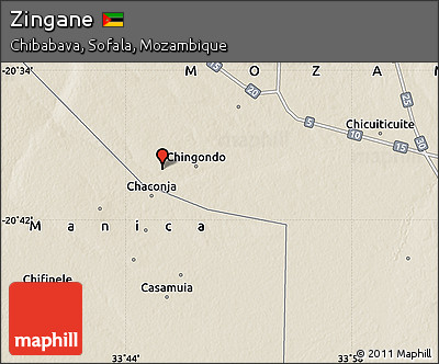 Shaded Relief Map of Zingane