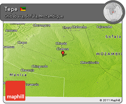 Physical Panoramic Map of Tepe
