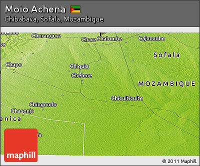 Physical Panoramic Map of Moio Achena