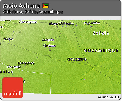 Physical Panoramic Map of Moio Achena