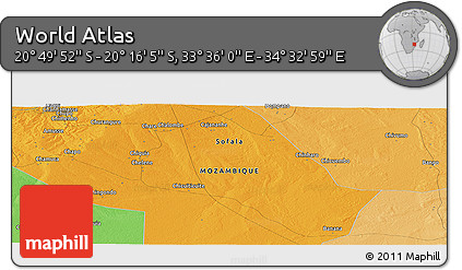 Political Panoramic Map of the Area around 20° 32' 59" S, 34° 4' 30" E
