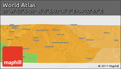 Political Panoramic Map of the Area around 20° 32' 59" S, 34° 4' 30" E
