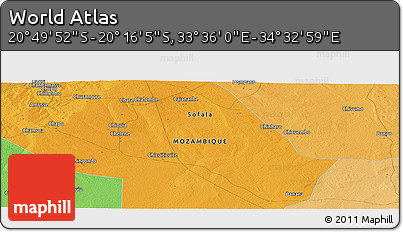 Political Panoramic Map of the Area around 20° 32' 59" S, 34° 4' 30" E