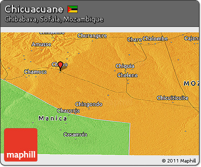 Political Panoramic Map of Chicuacuane