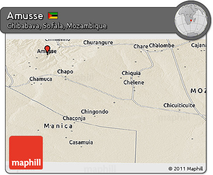 Shaded Relief Panoramic Map of Amusse
