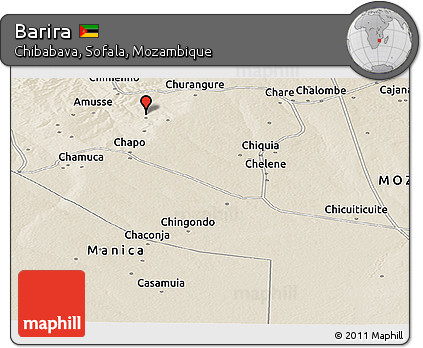Shaded Relief Panoramic Map of Barira