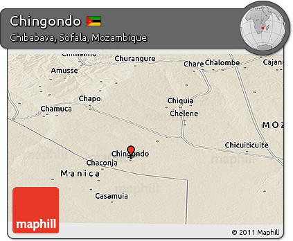 Shaded Relief Panoramic Map of Chingondo