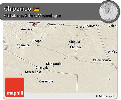 Shaded Relief Panoramic Map of Chipambo