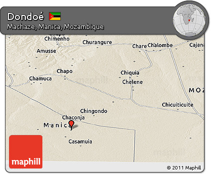 Shaded Relief Panoramic Map of Dondoé