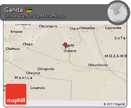 Shaded Relief Panoramic Map of Ganda