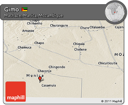 Shaded Relief Panoramic Map of Gimo