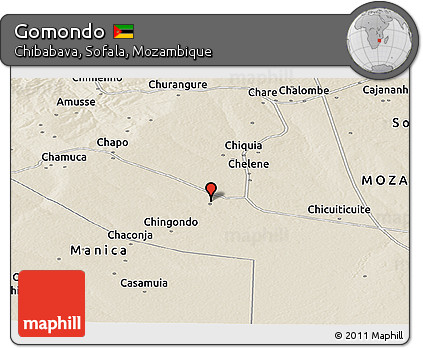 Shaded Relief Panoramic Map of Gomondo