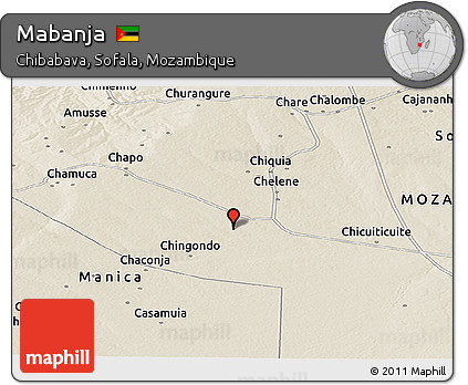 Shaded Relief Panoramic Map of Mabanja
