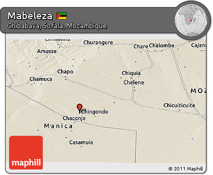 Shaded Relief Panoramic Map of Mabeleza