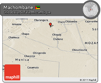 Shaded Relief Panoramic Map of Machombane