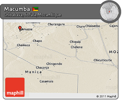 Shaded Relief Panoramic Map of Macumba