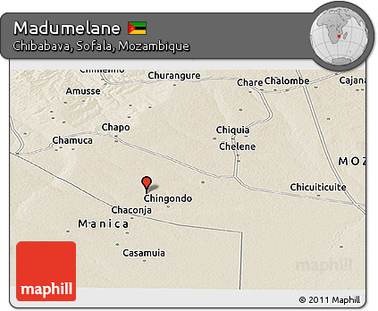 Shaded Relief Panoramic Map of Madumelane