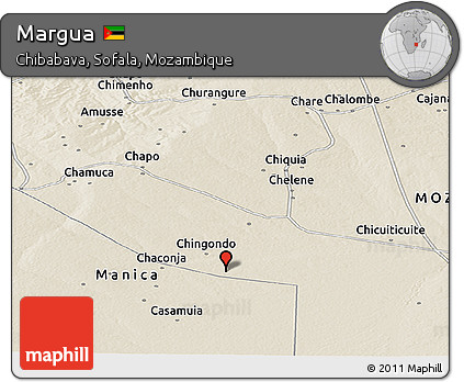 Shaded Relief Panoramic Map of Margua