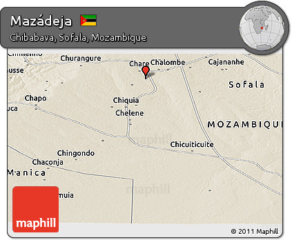 Shaded Relief Panoramic Map of Mazádeja