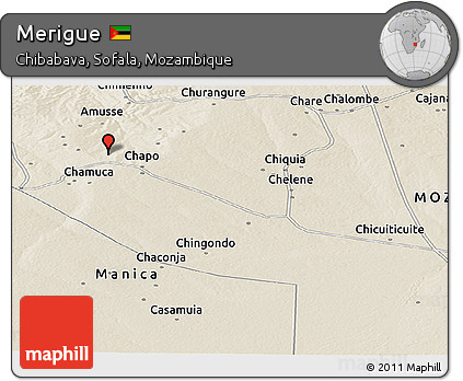 Shaded Relief Panoramic Map of Merigue