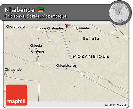 Shaded Relief Panoramic Map of Nhabende