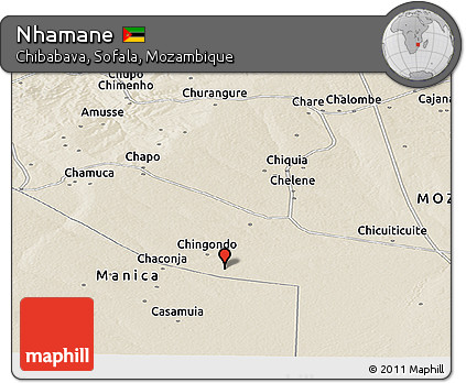 Shaded Relief Panoramic Map of Nhamane
