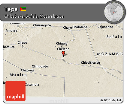 Shaded Relief Panoramic Map of Tepe