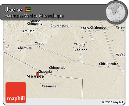 Shaded Relief Panoramic Map of Uaene