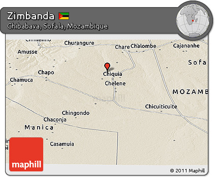 Shaded Relief Panoramic Map of Zimbanda