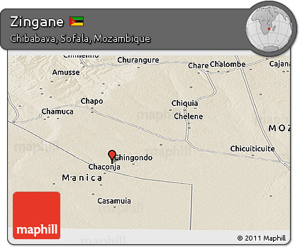 Shaded Relief Panoramic Map of Zingane